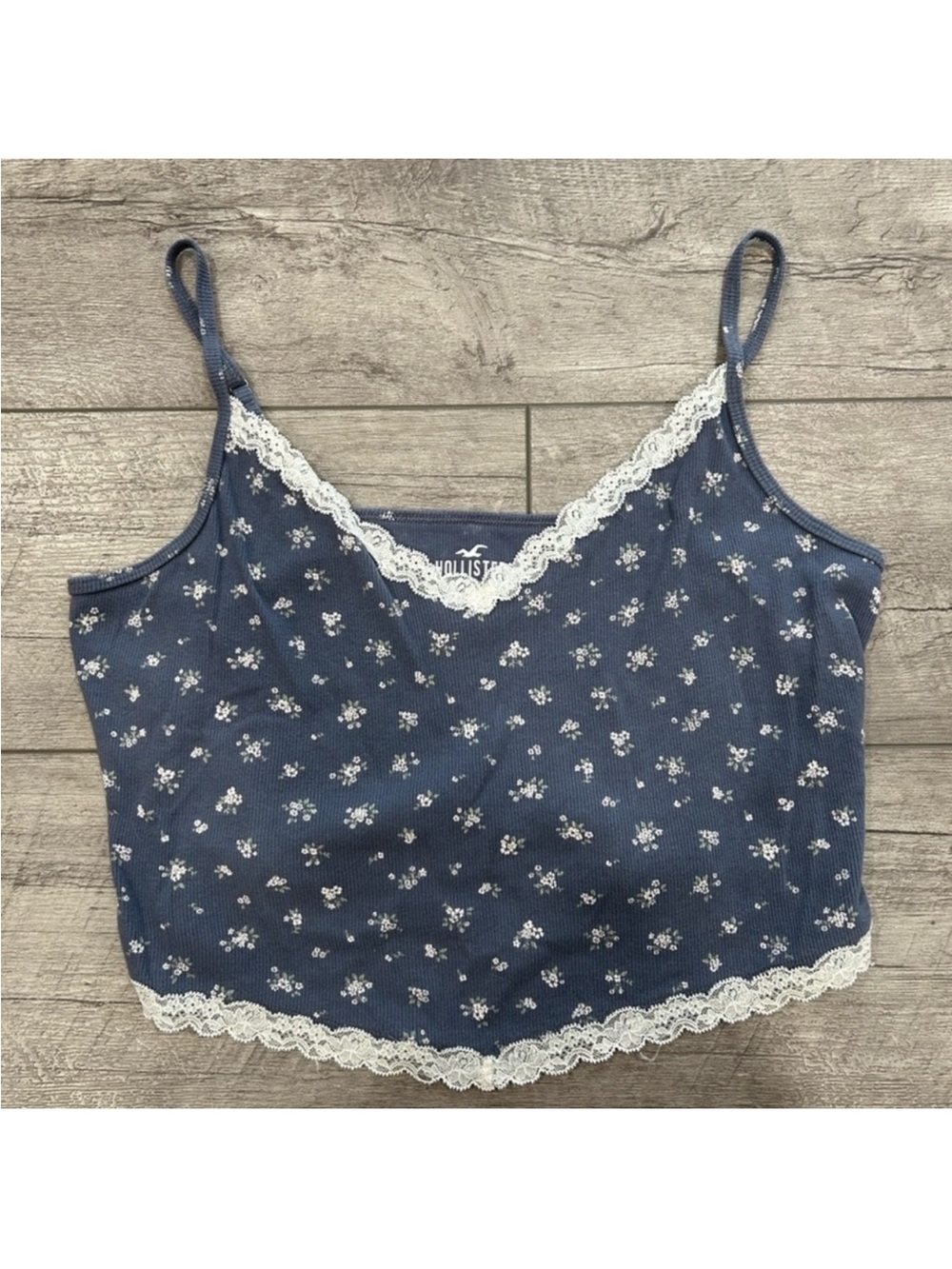Hollister Navy Floral Lace-Trim Cami